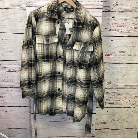 NEW Laundry by Shelli Segal Women's Plaid Shacket with Belt - size XS - Picture 3 of 7